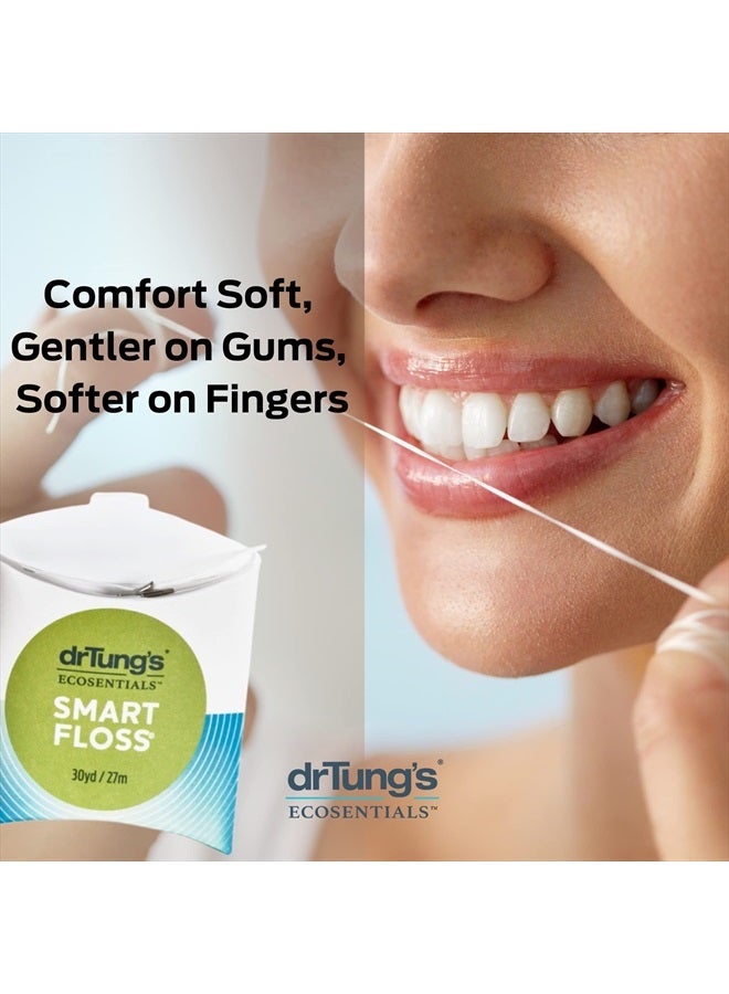 DrTung's Smart Floss - Natural Floss, PTFE & PFAS Free Floss, Gentle on Gums, Expands & Stretches, BPA Free Floss - Natural Dental Floss Cardamom Flavor (Pack of 3)