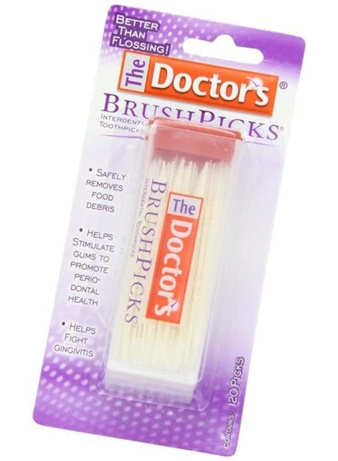 BrushPicks Interdental Toothpicks | 120-Picks per pack | (6-Pack)