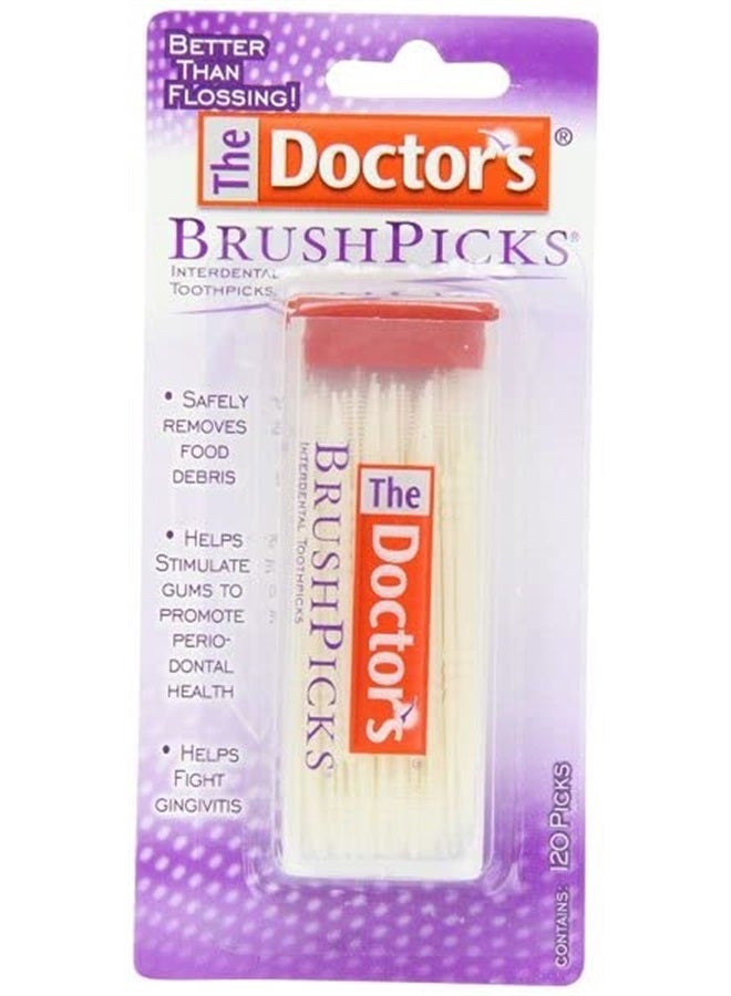 BrushPicks Interdental Toothpicks | 120-Picks per pack | (6-Pack)