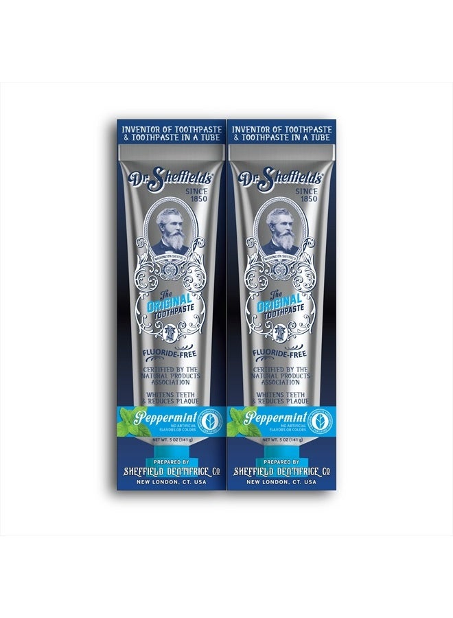 Certified Natural Toothpaste (Peppermint) - Great Tasting, Fluoride Free Toothpaste/Freshen Your Breath, Whiten Your Teeth, Reduce Plaque (2-Pack)