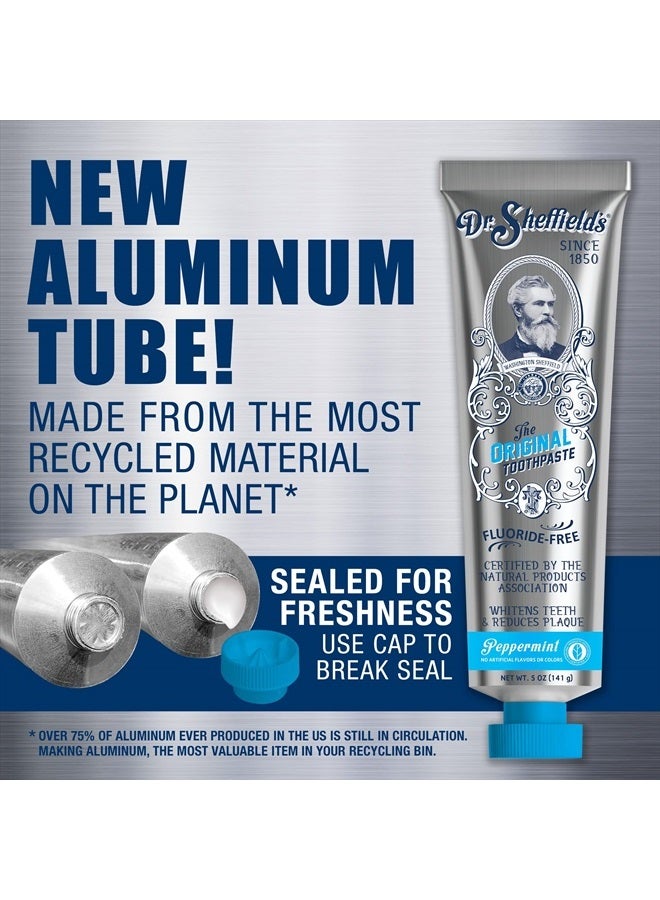 Certified Natural Toothpaste (Peppermint) - Great Tasting, Fluoride Free Toothpaste/Freshen Your Breath, Whiten Your Teeth, Reduce Plaque (2-Pack)