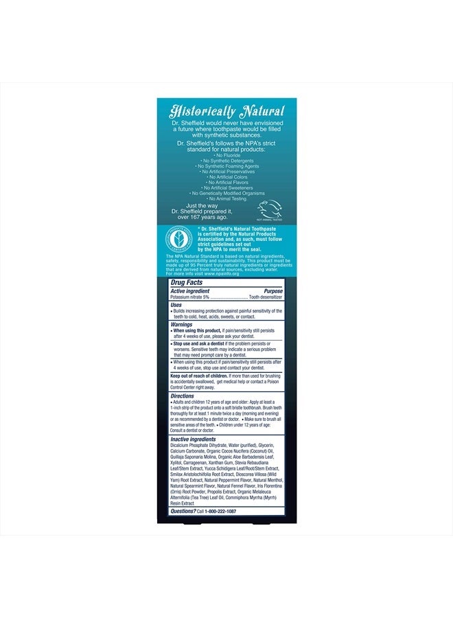 Certified Natural Toothpaste (Sensitive) - Fluoride Free Toothpaste/SLS Free, Antiplaque & Whitening (2 Pack)