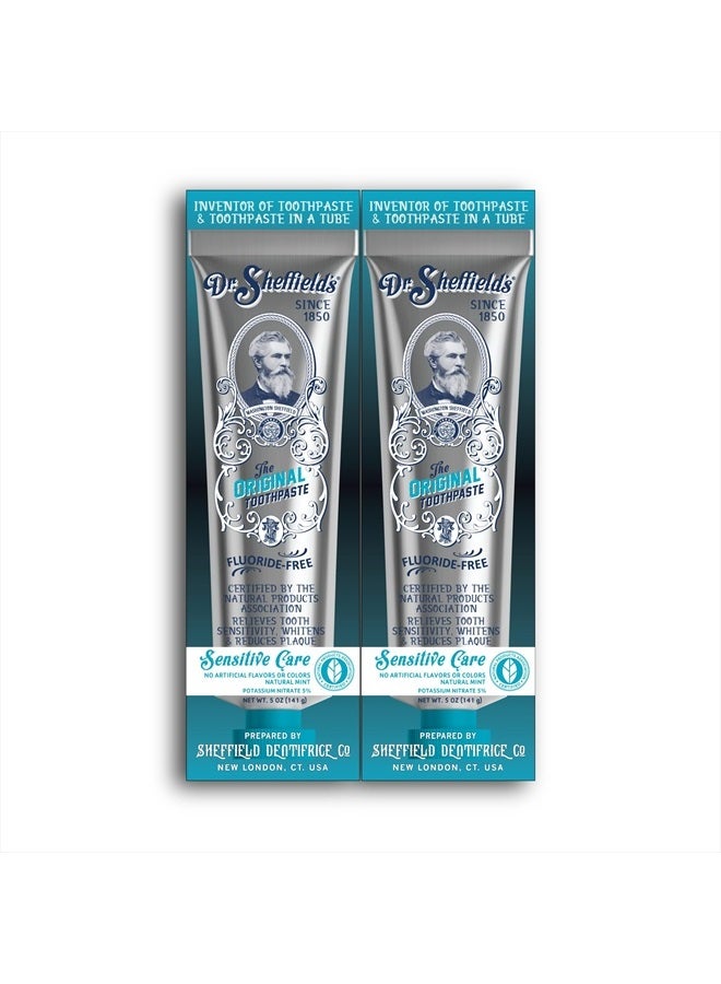 Certified Natural Toothpaste (Sensitive) - Fluoride Free Toothpaste/SLS Free, Antiplaque & Whitening (2 Pack)