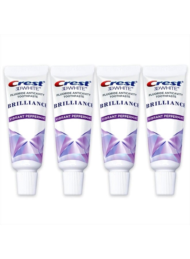 3D White Brilliance Toothpaste, Vibrant Peppermint, Travel Size 0.85 oz (24g) - Pack of 4