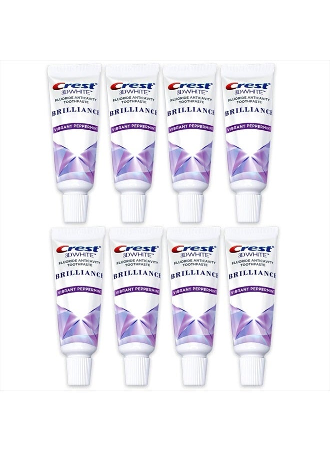 3D White Brilliance Toothpaste, Vibrant Peppermint, Travel Size 0.85 oz (24g) - Pack of 8