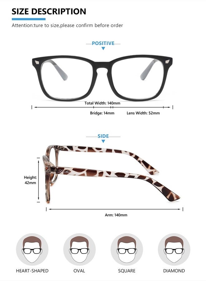 2 Pack Blue Light Blocking Glasses, Computer Reading/Gaming/TV/Phones Glasses for Women Men,Anti Eyestrain & UV Glare (Matte Black+Leopard)