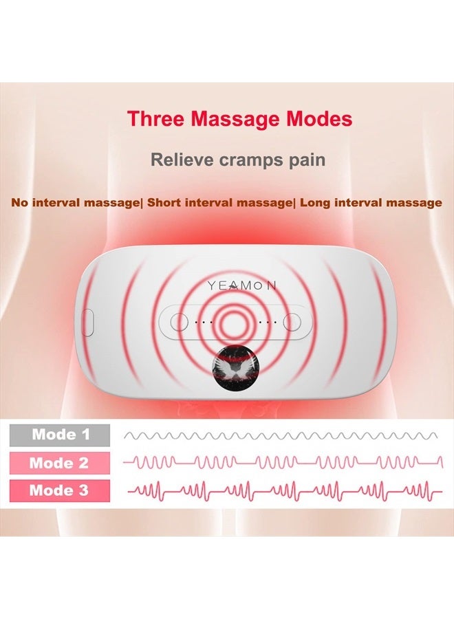 Portable Cordless Heating Pad for Cramps, Electric Waist Belt Device, Fast with 3 Heat Levels and Massage Modes, Back or Belly Women Girl(White)