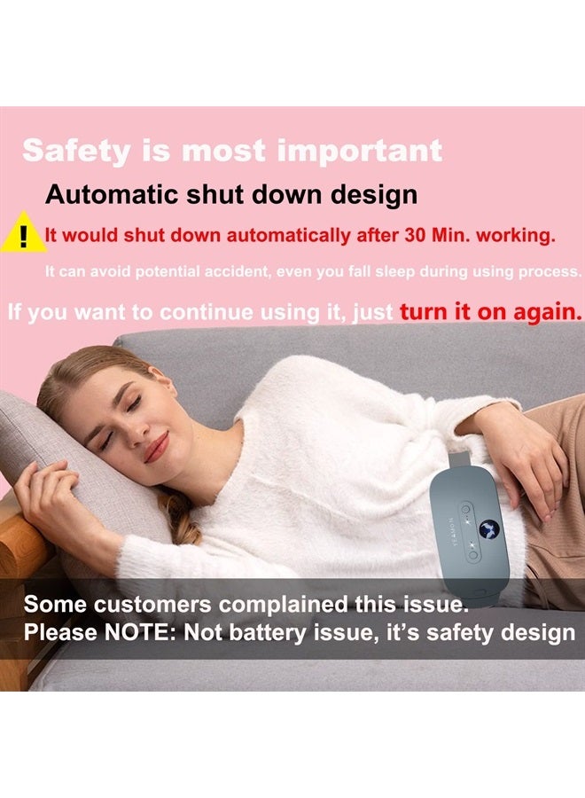 Portable Cordless Electric Waist Belt Device, Fast Heating Pad with 3 Heat Levels and 3 Massage Modes, Back or Belly Heating Pad for Women and Girl