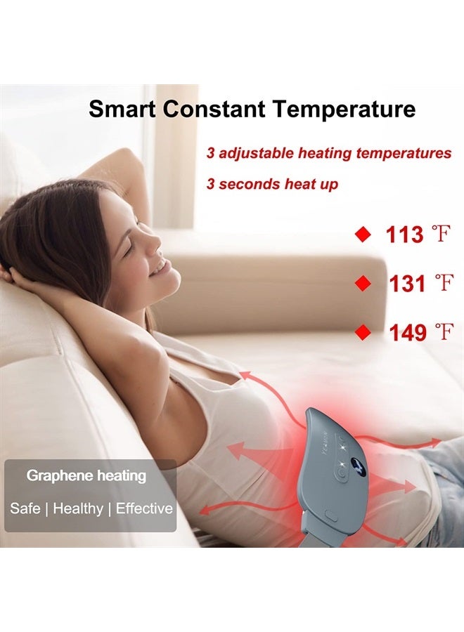 Portable Cordless Electric Waist Belt Device, Fast Heating Pad with 3 Heat Levels and 3 Massage Modes, Back or Belly Heating Pad for Women and Girl