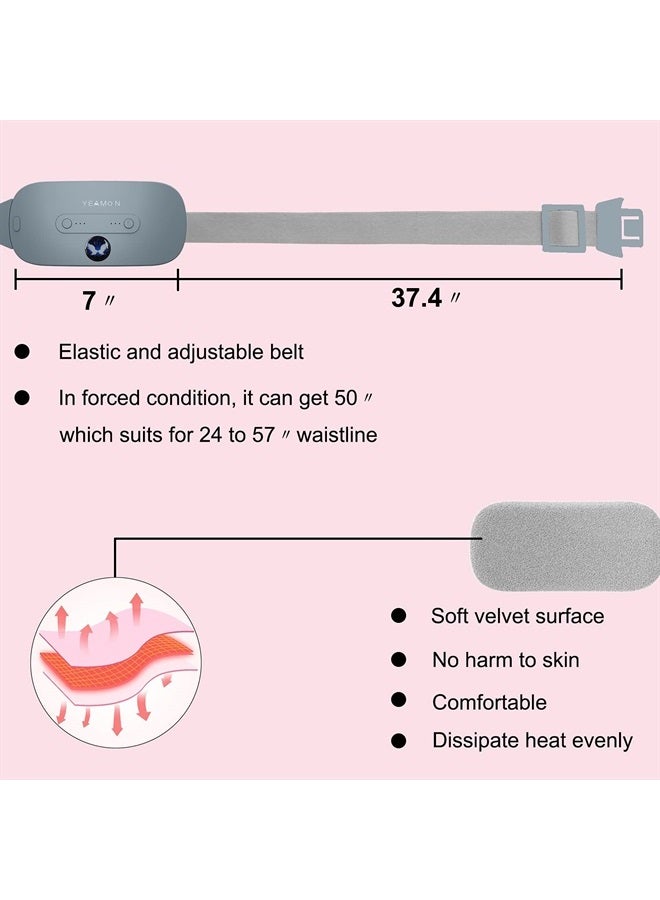 Portable Cordless Electric Waist Belt Device, Fast Heating Pad with 3 Heat Levels and 3 Massage Modes, Back or Belly Heating Pad for Women and Girl