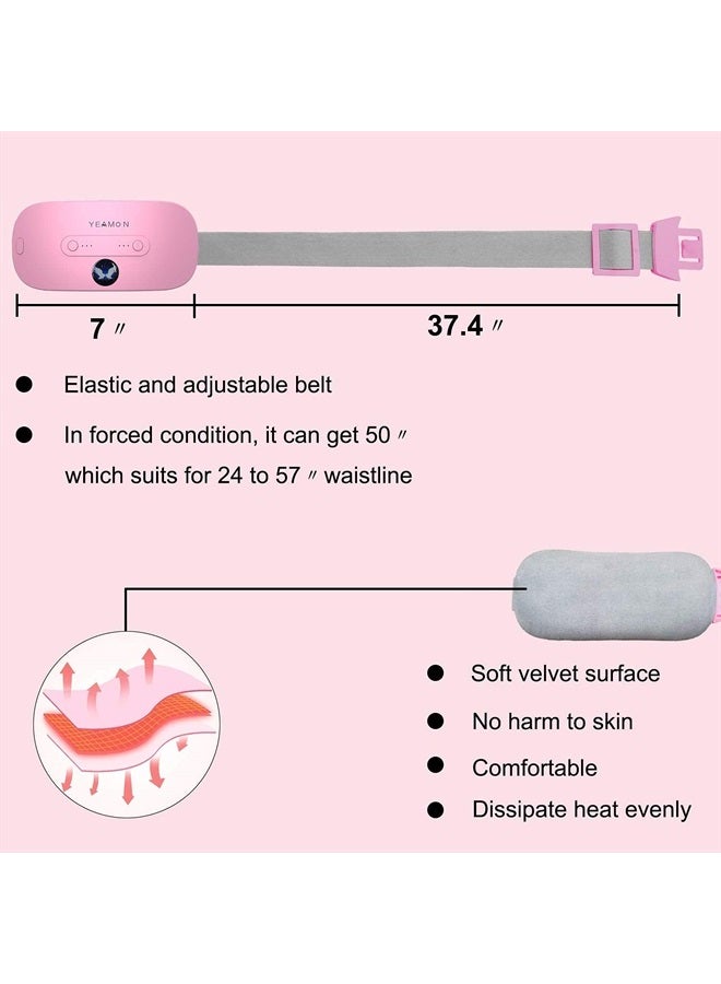 Portable Cordless Heating Pad, Electric Waist Belt Device, Fast Heating Pad with 3 Heat Levels and 3 Massage Modes, Back or Belly Heating Pad for Women and Girl
