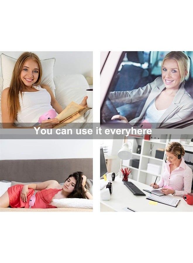 Portable Cordless Heating Pad, Electric Waist Belt Device, Fast Heating Pad with 3 Heat Levels and 3 Massage Modes, Back or Belly Heating Pad for Women and Girl