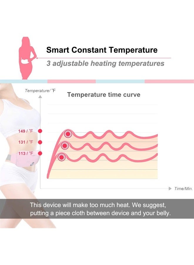 Portable Cordless Heating Pad, Electric Waist Belt Device, Fast Heating Pad with 3 Heat Levels and 3 Massage Modes, Back or Belly Heating Pad for Women and Girl