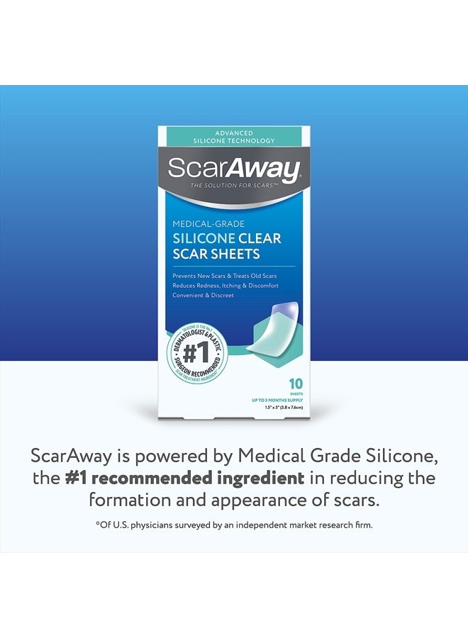 Clear Silicone Scar Sheets, White, 10 Count