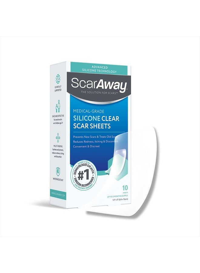 Clear Silicone Scar Sheets, White, 10 Count