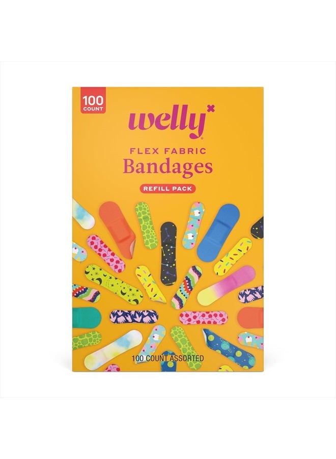 Bravery Badge Value Pack | Adhesive Flexible Fabric Bandages | Assorted Shapes and Patterns for Minor Cuts, Scrapes, and Wounds - 100 Count