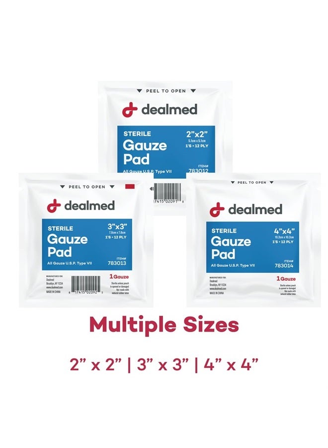 Sterile Gauze Pads – 100 Count, 2'' x 2'' Disposable and Individually Wrapped Gauze Pads, Wound Care Product for First Aid Kit and Medical Facilities