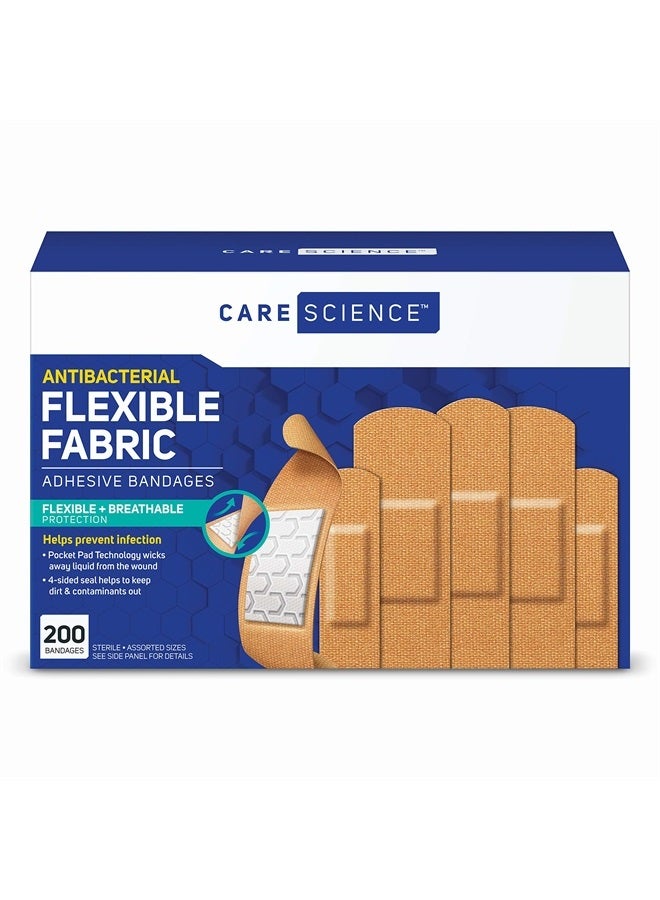 Fabric Adhesive Bandages, 200 ct Bulk Assorted Sizes | Flexible + Breathable Protection Helps Prevent Infection for First Aid and Wound Care