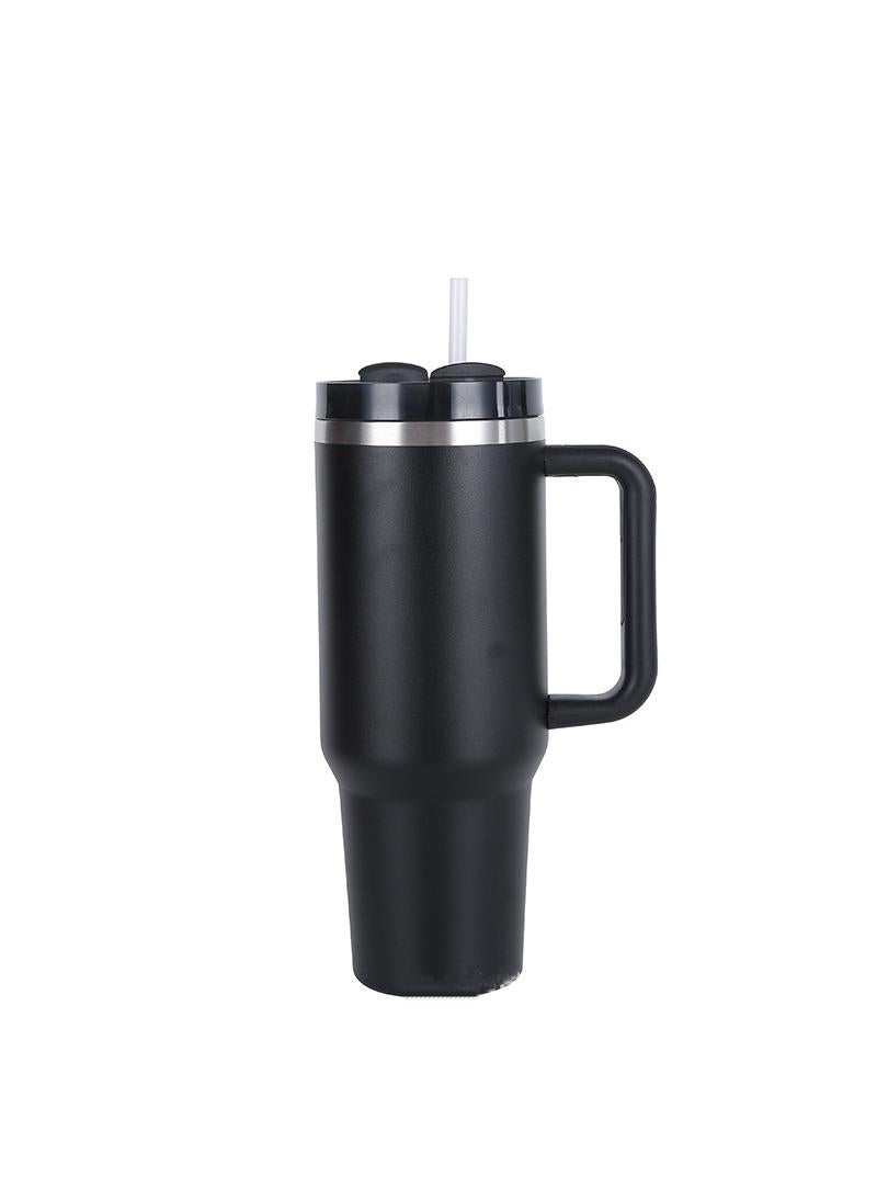Stainless Steel Vacuum Insulated Tumbler with Lid and Straw for Water, Iced Tea or Coffee, Smoothie and More, Black 40OZ