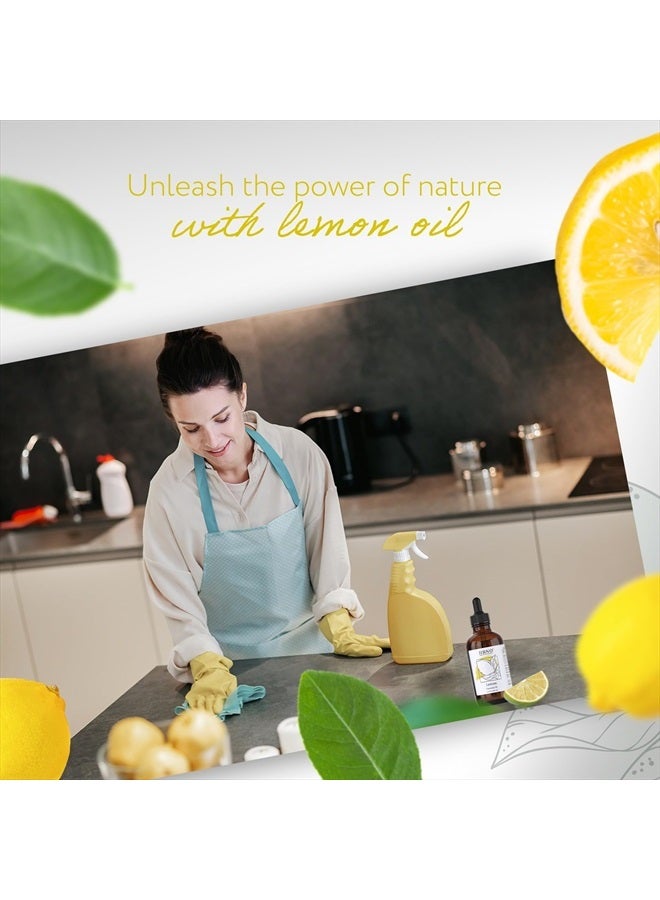 Lemon Essential Oil - Huge 4 oz (120ml) Value Size - Natural Lemon Oil, Cold Pressed - Perfect for Cleaning, Aromatherapy, DIY, Soap & Diffuser - Lemon Essential Oils