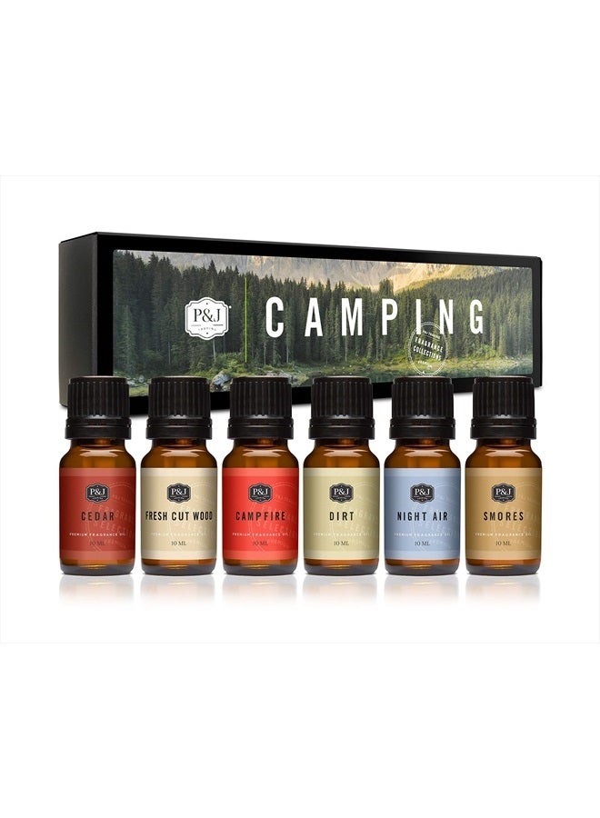 Fragrance Oil Camping Set | Campfire, Smores, Dirt, Fresh Cut Wood, Night Air, and Cedar Candle Scents for Candle Making, Freshie Scents, Soap Making Supplies, Diffuser Oil Scents