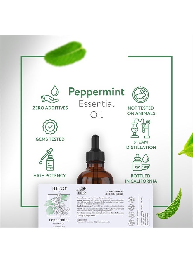 ® California Bottled Peppermint Essential Oil for Diffuser 4 Fl oz (120ml) - Natural & Pure Peppermint Oil for Hair Growth - Perfect for Aromatherapy & DIY, Essential Oil Peppermint