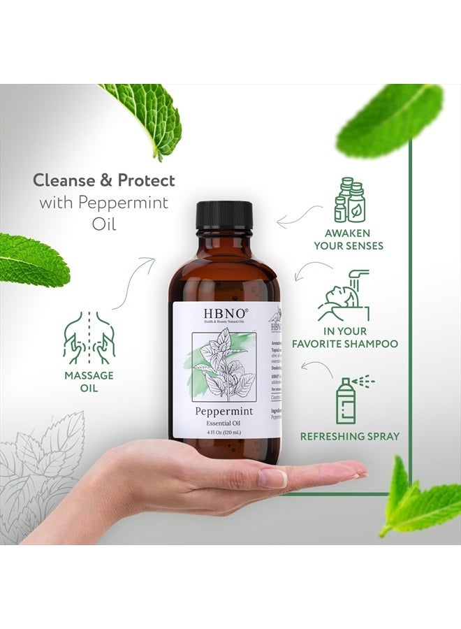 ® California Bottled Peppermint Essential Oil for Diffuser 4 Fl oz (120ml) - Natural & Pure Peppermint Oil for Hair Growth - Perfect for Aromatherapy & DIY, Essential Oil Peppermint