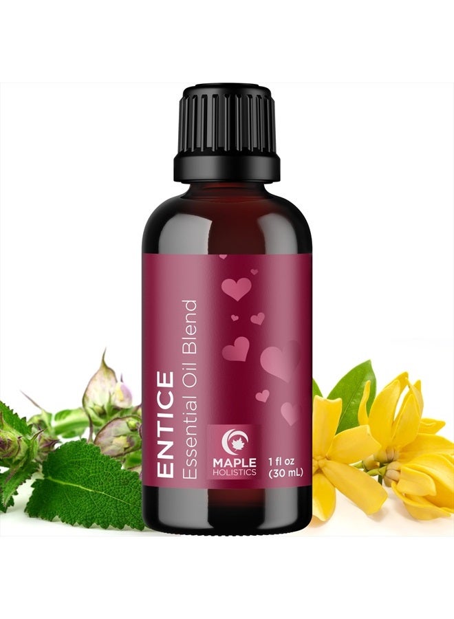 Entice Essential Oil Blend for Diffuser - Passionate Blend of Aromatherapy Oils for Couples with Lavender Palmarosa Clary Sage and Ylang-Ylang Essential Oil - Ignite The Romance Essential Oils Blend