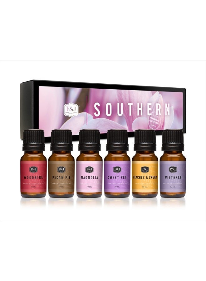 Southern Set of 6 Premium Fragrance Scented Oil for Candle Making & Soap Making, Lotions, Haircare, Diffuser Oils Scents