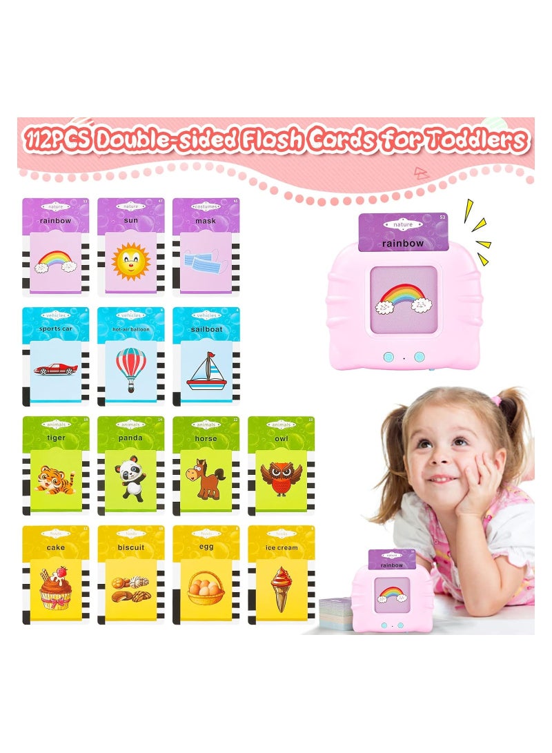 ELTERAZONE Talking Flash Cards Learning Toys,Educational Toddlers Toys for 1 2 3 4 5 6 Year Old Boys Girls,Montessori Toys with 112 Talking Baby Flash Cards 224 Words,Best Learning Gift for Your Kids