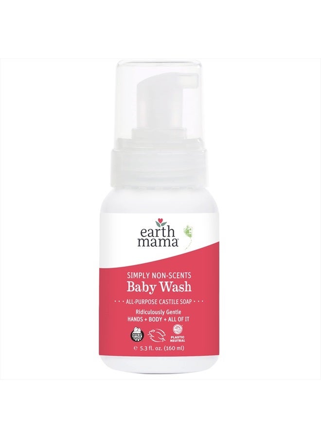 Simply Non-Scents Baby Wash Foaming Hand Soap, Organic All-Purpose Fragrance Free Body Wash for Sensitive Skin, Castile Soap with Coconut Oil, Shea Butter, Calendula, & Aloe, 5.3 fl oz