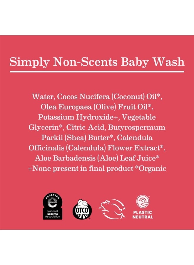 Simply Non-Scents Baby Wash Foaming Hand Soap, Organic All-Purpose Fragrance Free Body Wash for Sensitive Skin, Castile Soap with Coconut Oil, Shea Butter, Calendula, & Aloe, 5.3 fl oz