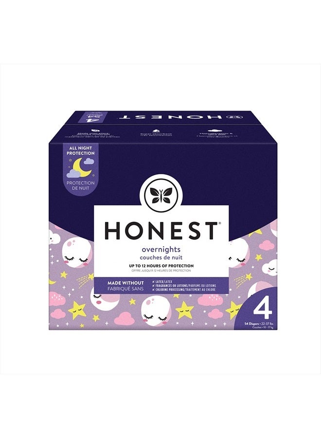 Clean Conscious Overnight Diapers | Plant-Based, Sustainable | Starry Night | Club Box, Size 4 (22-37 lbs), 54 Count
