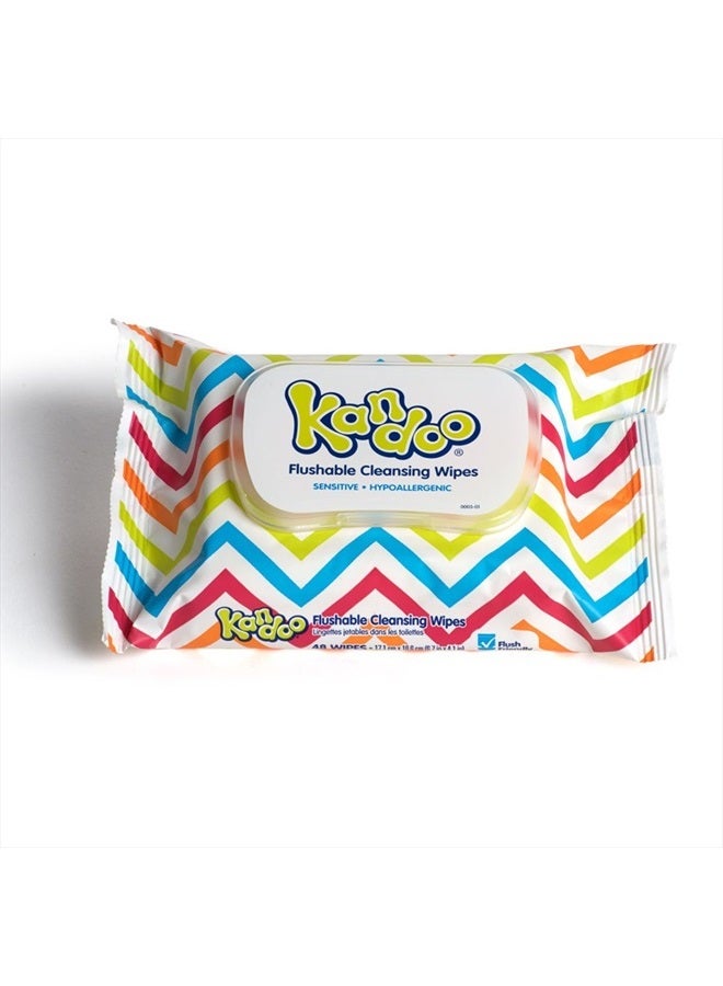 Flushable Wipes for Baby and Kids by Kandoo, Sensitve and Unscented Formula, Hypoallergenic Potty Training Wet Cleansing Cloths , 48 Count, Pack of 12