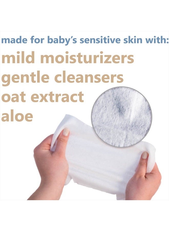 Fragrance Free Hand & Face Wipes with Oat Extract & Aloe, Cleansing & Moisturizing Baby Wipes for Sensitive Skin, Sulfate-, Alcohol-, & Paraben-Free, Hypoallergenic, 25 ct