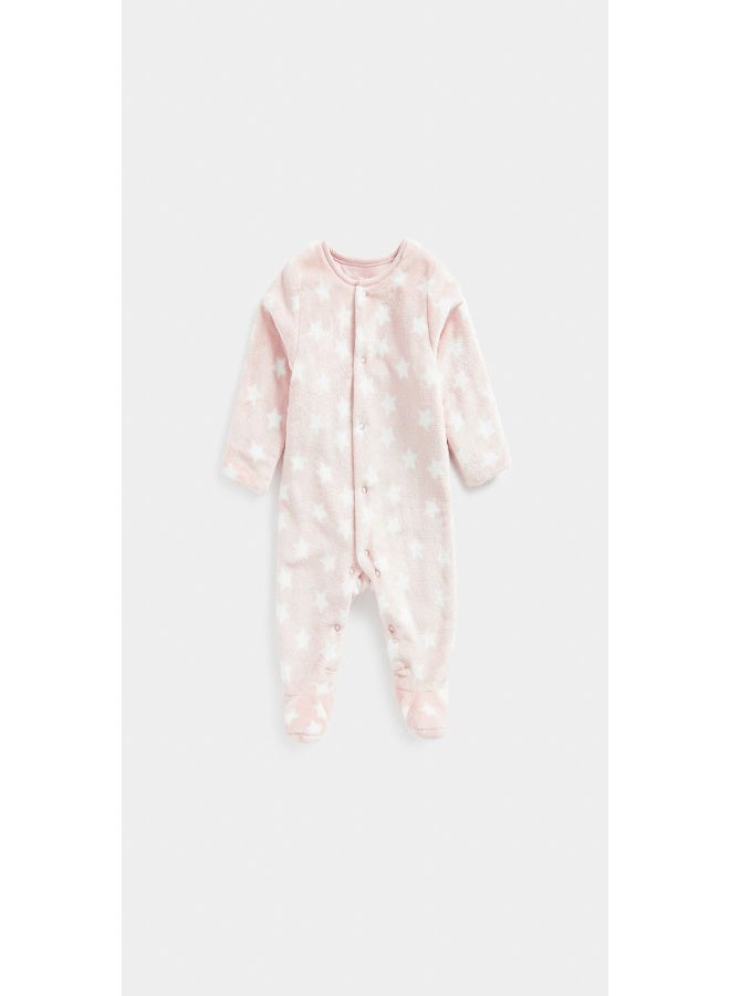 Pink Star Fleece Sleepsuit