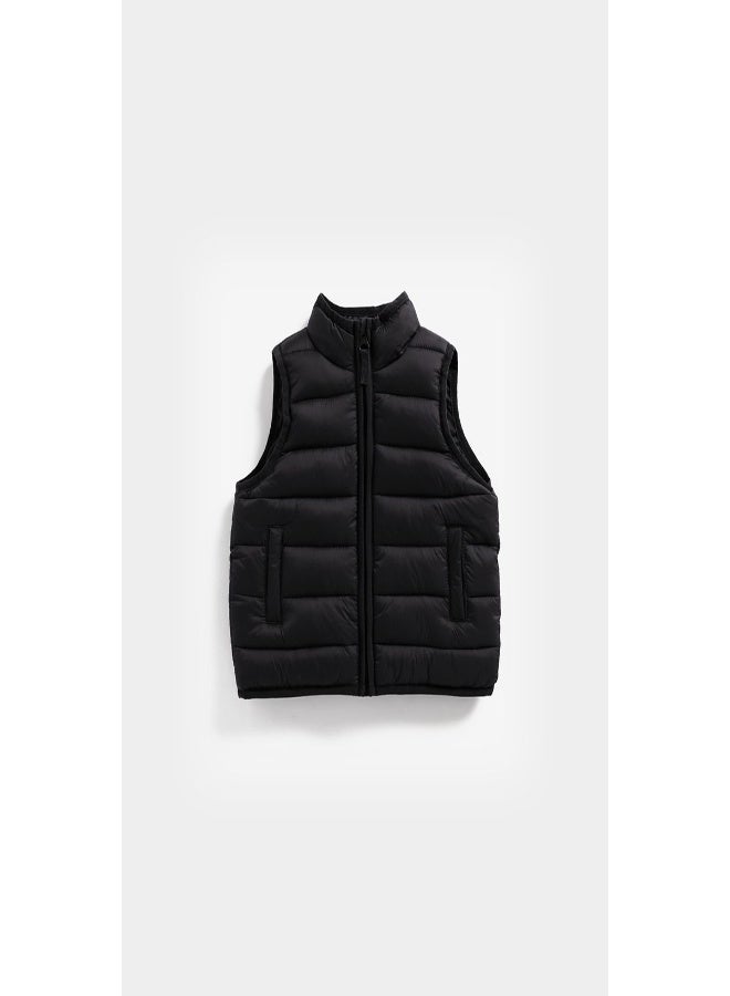 Black Pack Away Quilted Gilet