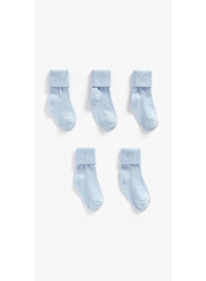 Blue Turn Over Top Baby Socks 5 Pack