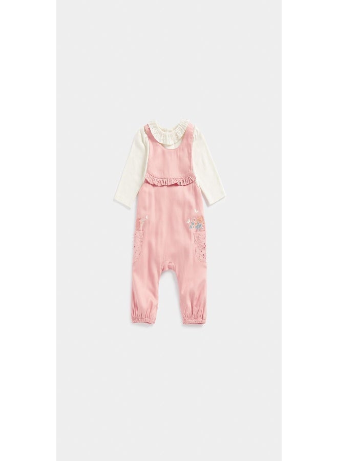 Pink Dungarees and Bodysuit Set