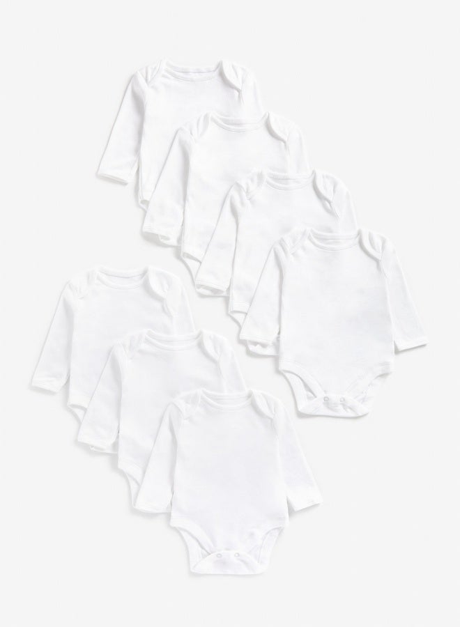 White Long Sleeved Bodysuits 7 Pack