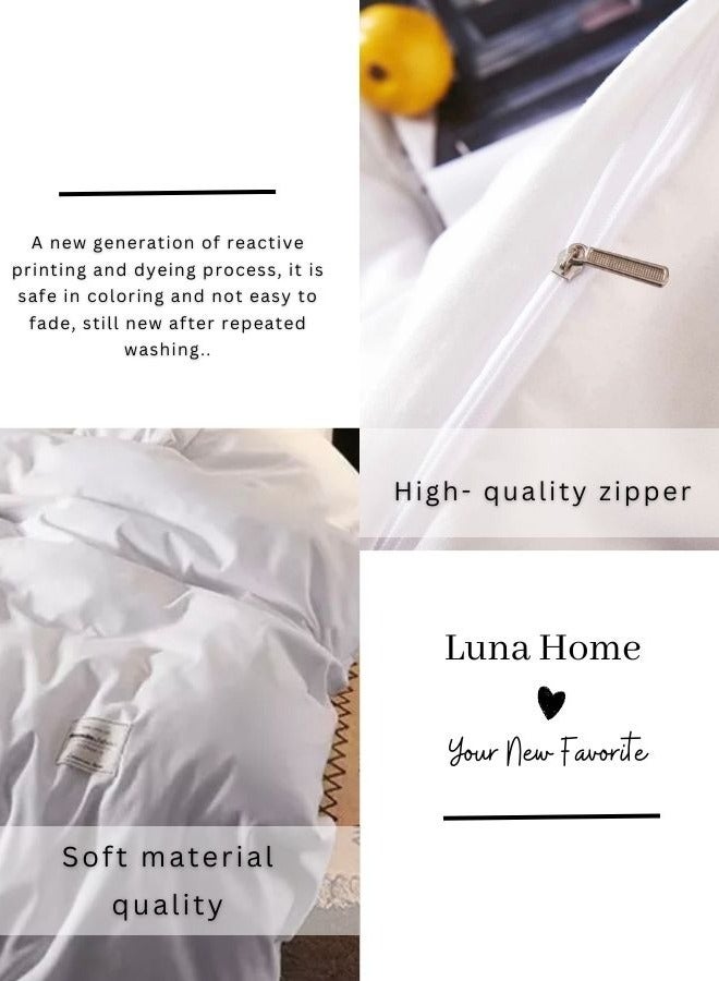 Variance King/Queen/Single Sizes Duvet Cover Bedding Set, Plain White Color