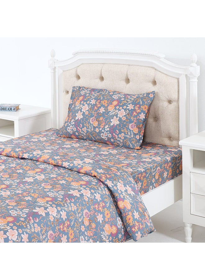 Florals Single-Sized Duvet Cover Set, Multicolour - 135x200 cm