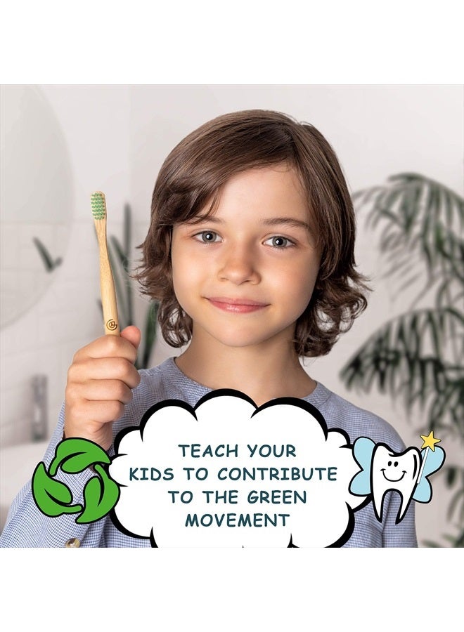 Kids Bamboo Toothbrushes (6 Pack) BPA Free Soft Bristles Eco-Friendly, Natural Toothbrush Set Biodegradable & Compostable Charcoal Wooden