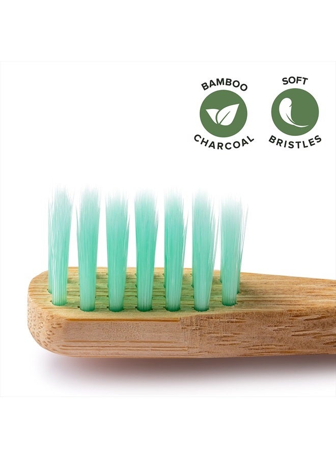 Kids Bamboo Toothbrushes (6 Pack) BPA Free Soft Bristles Eco-Friendly, Natural Toothbrush Set Biodegradable & Compostable Charcoal Wooden