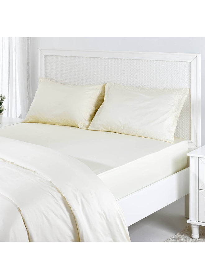 Emily Queen-Sized Fitted Sheet, Cream - 150x200 cm