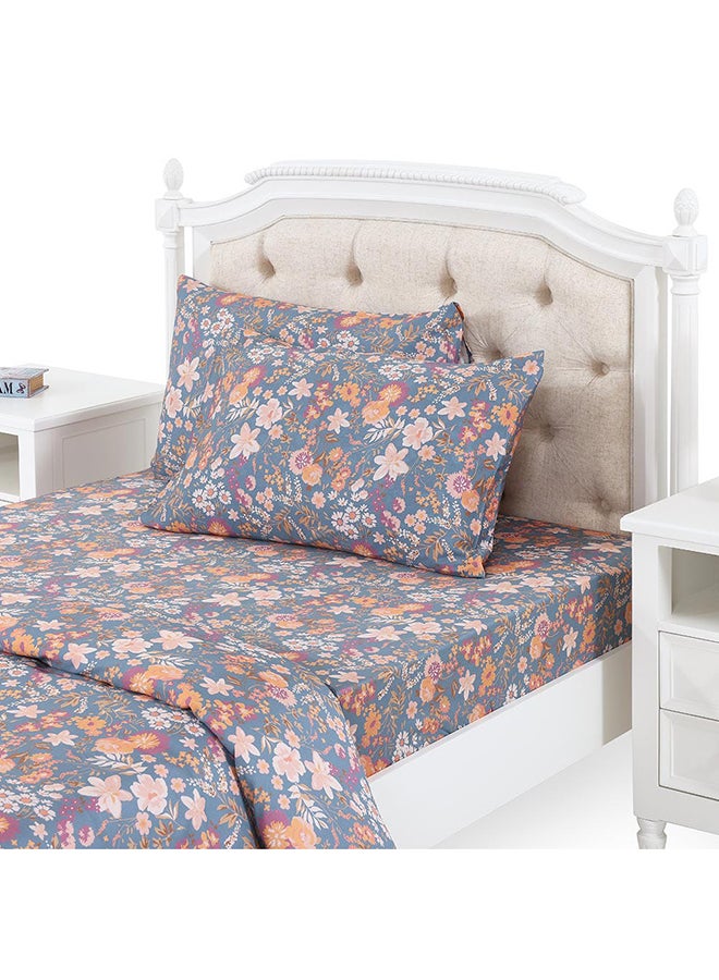 Florals Single-Sized Fitted Sheet Set, Multicolour - 120x200+30 cm
