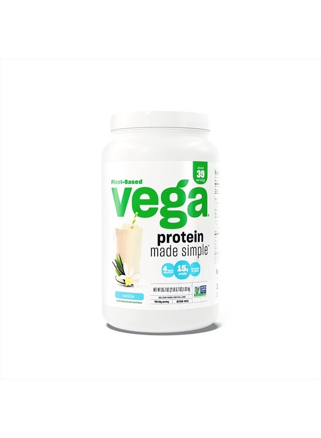 Protein Made Simple Protein Powder, Vanilla - Stevia Free, Vegan, Plant Based, Healthy, Gluten Free, Pea Protein for Women and Men, 2.2 lbs (Packaging May Vary)