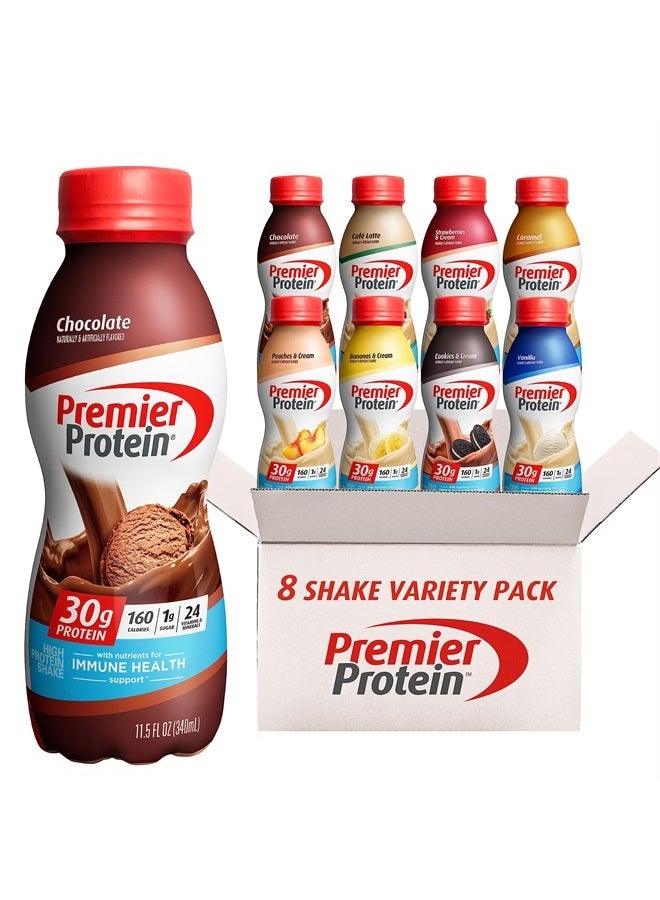 , Protein Shake, 8 Flavor Variety Pack, 30g Protein, 1g Sugar, 24 Vitamins & Minerals, Nutrients to Support Immune Health 11.5 Fl Oz (8 Pack)