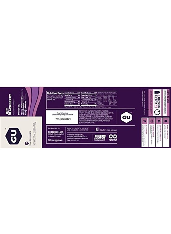 Energy Original Sports Nutrition Energy Gel, Vegan, Gluten-Free, Kosher, and Dairy-Free On-the-Go Energy for Any Workout, 24-Count, Jet Blackberry