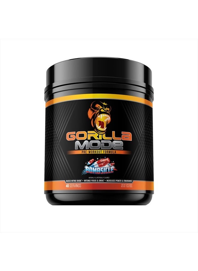 Gorilla Mode Pre Workout - Massive Pumps · Laser Focus · Energy · Power - L-Citrulline, Creatine, L-Tyrosine, Betaine, Hydroprime®, Alpha-GPC, 400mg Caffeine, Huperzine A - 792g (Bombsicle)